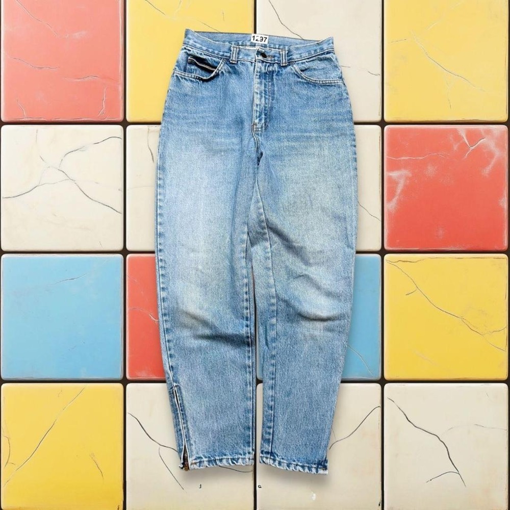 Vintage Express High Rise Jeans 90s Woman Blue 24 Small Denim Tapered USA Zipper - Picture 2 of 8